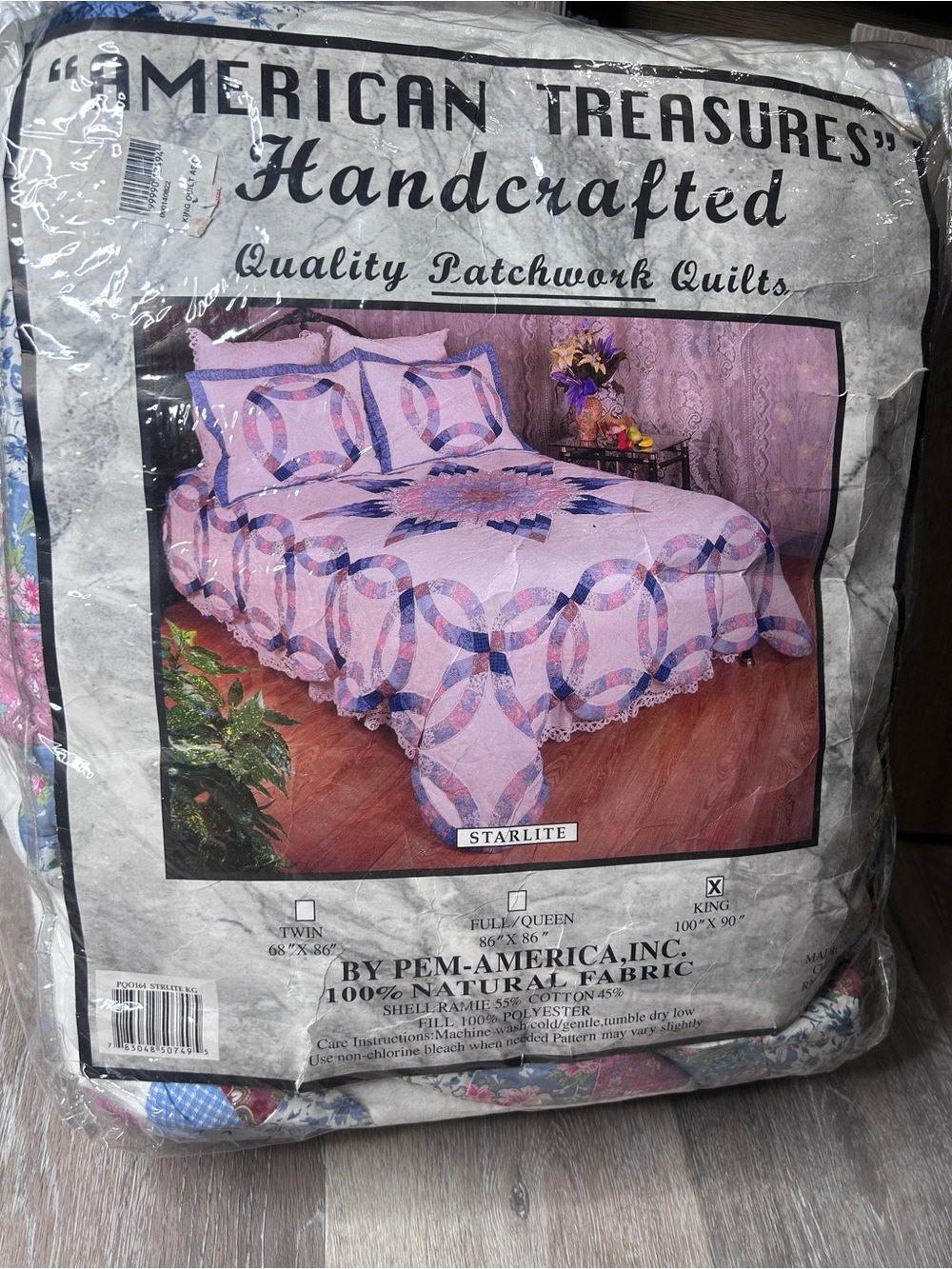 American Treasures “Starlite” Patchwork Quilt King Size •Handcrafted Vintage New